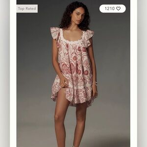 Maeve Flutter Sleeve Babydoll Mini Dress